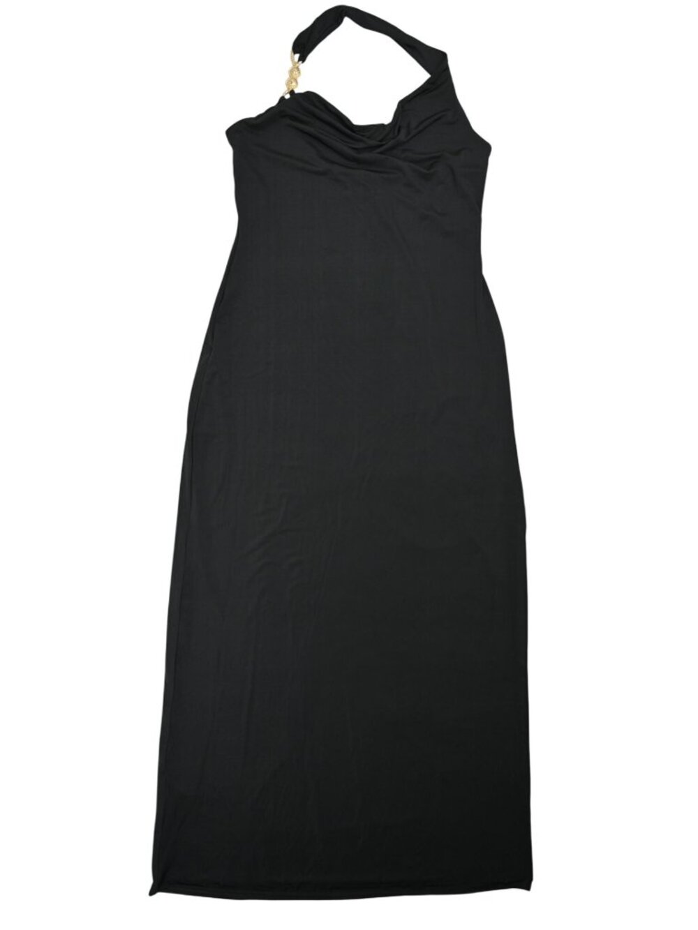Meshki Khanh Slinky Halter Maxi Dress in Black